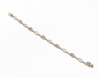 ROSS SIMON 925 Sterling Silver Vintage Prong Set Amethyst Chain Bracelet  BT4198