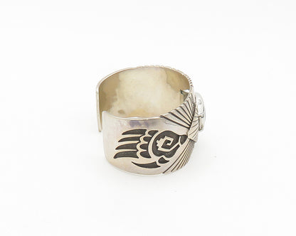 CHARLIE BOWIE NAVAJO 925 Sterling Silver Vintage Claw Watch Cuff Bracelet BT7533