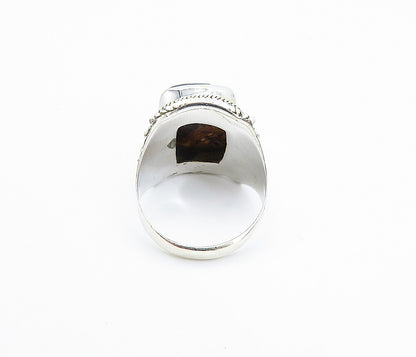 925 Sterling Silver Multi Color Jasper Shiny Twist Cocktail Ring Sz 8 RG7898
