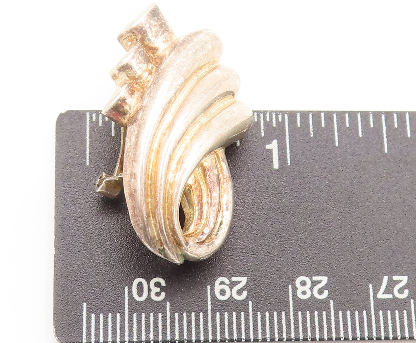 925 Sterling Silver  Vintage Designer Swirl Carved Loop Earrings  EG12696