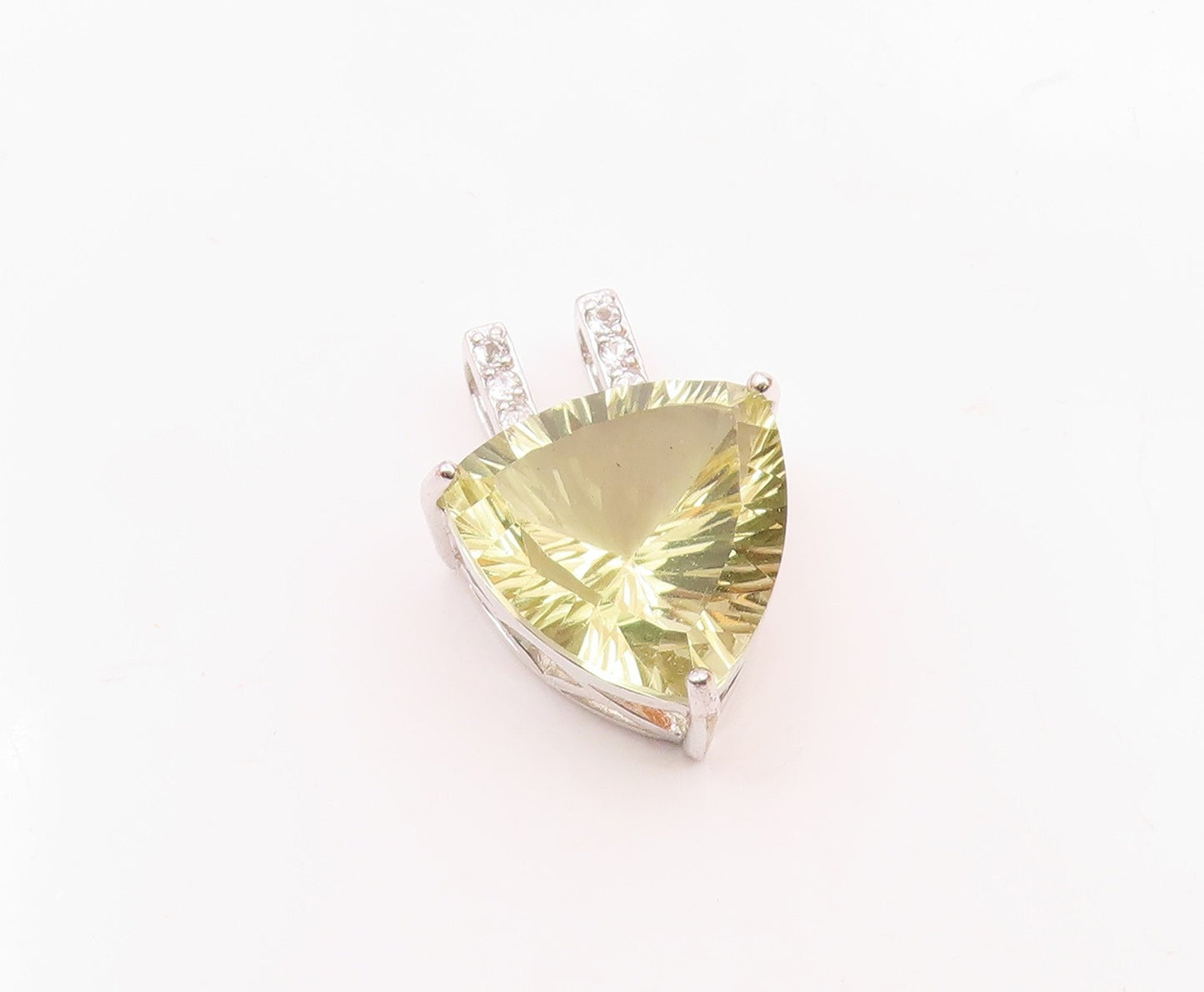 925 Silver  Vintage Beautiful Fancy Yellow & White Topaz Drop Pendant  PT21453