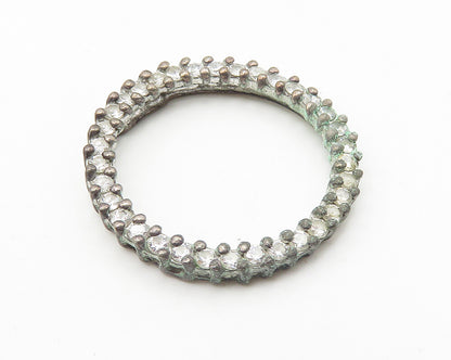925 Sterling Silver  Vintage White Topaz Open Circle Slide Pendant  PT8269