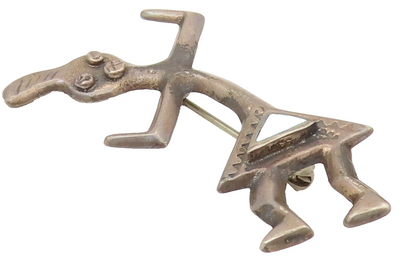 NAVAJO 925 Silver  Vintage Inlaid Turquoise Rainbow Man Brooch Pin  BP10244