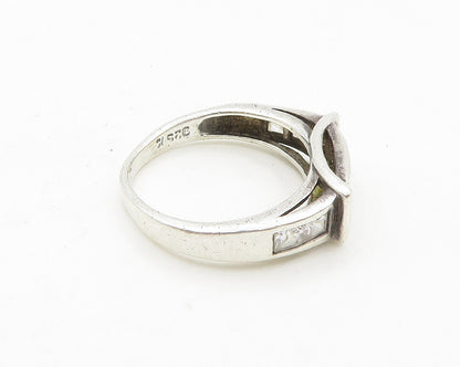 925 Sterling Silver  Vintage Cubic Zirconia Shiny Band Ring Sz 7.5  RG19123