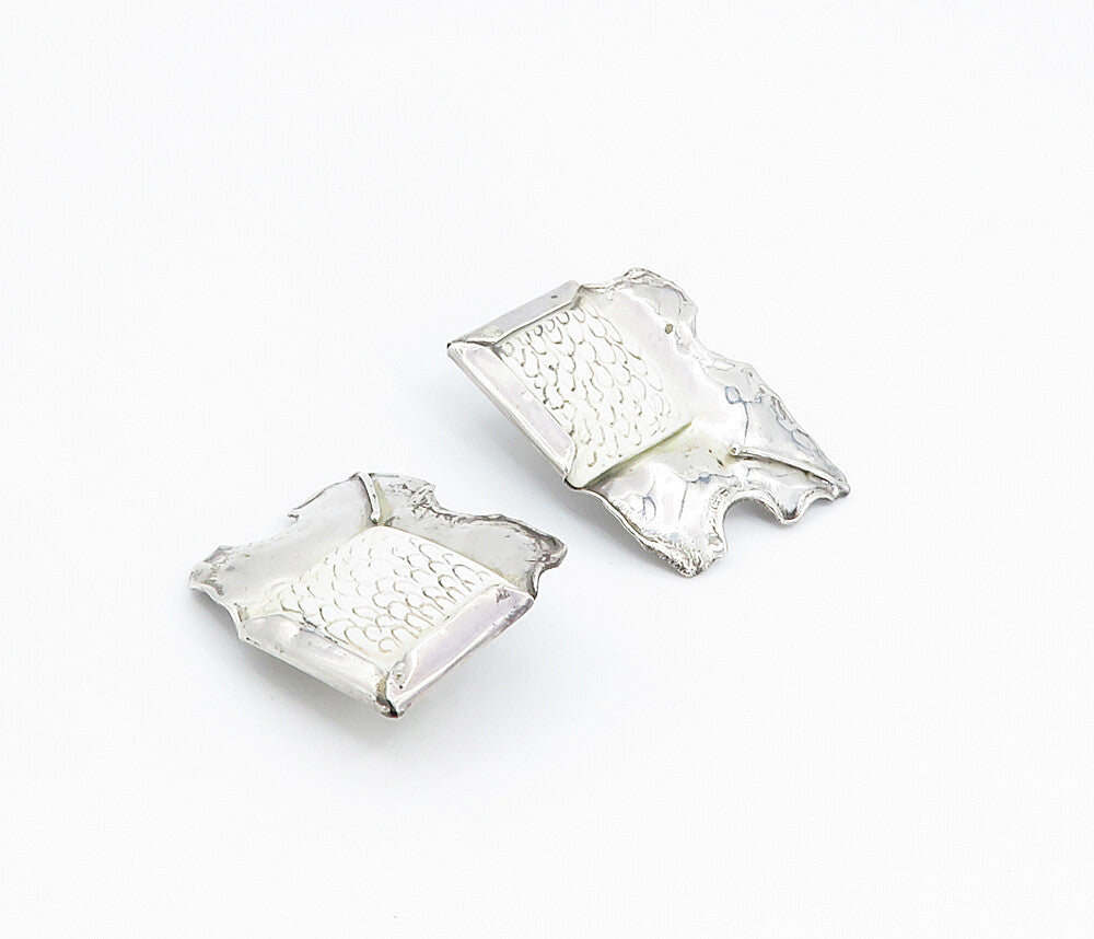 925 Sterling Silver  Vintage White Jasper Modernist Drop Earrings  EG2911