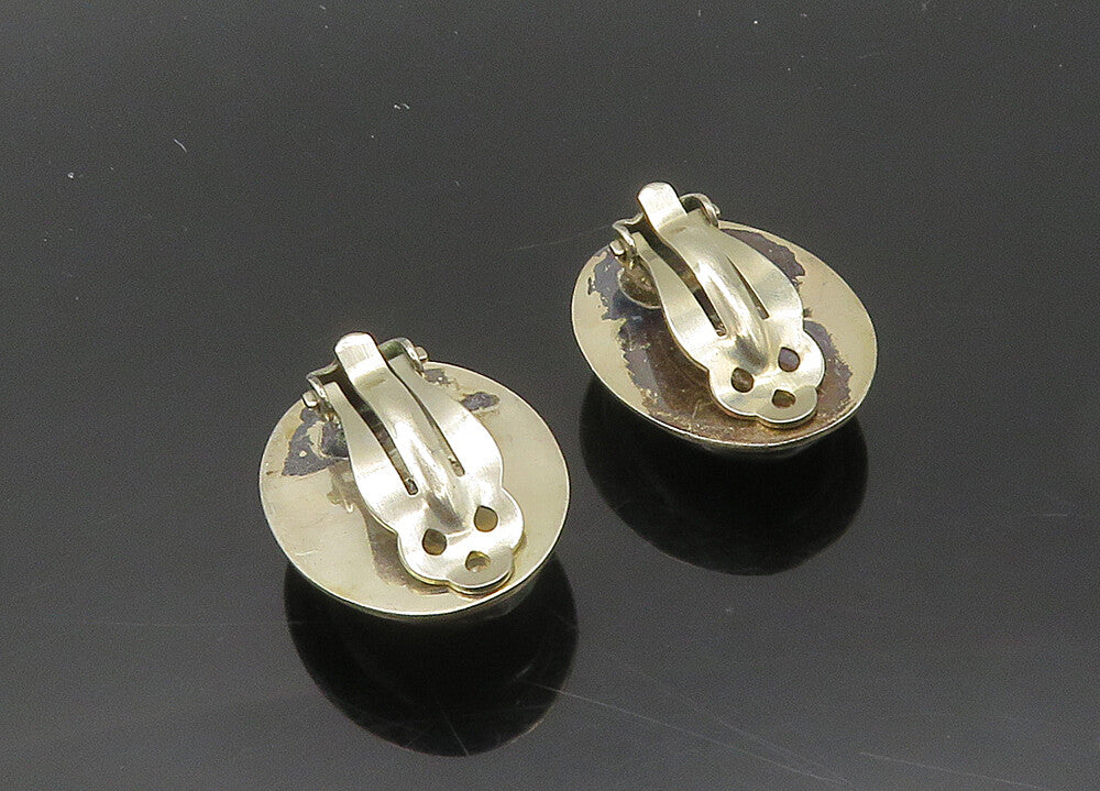 MEXICO 925 Silver  Vintage Pink Mother Of Pearl Non Pierce Earrings  EG9820