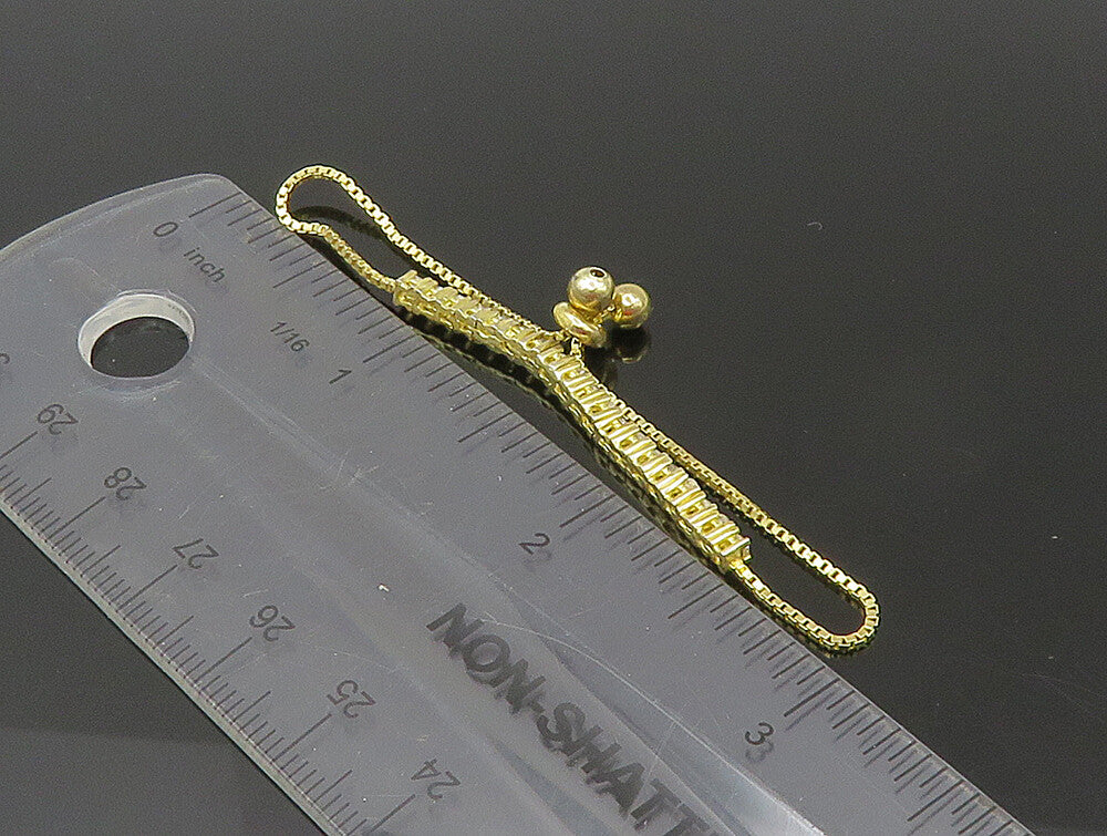 Gold Over 925 Silver  Cubic Zirconia Adjustable Child Box Chain Bracelet BT1103