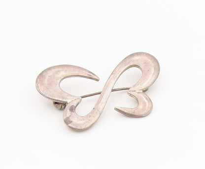 925 Sterling Silver Vintage Brooch Modernist Infinite Love Hearts Pin  BP12103