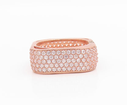 925 Sterling Silver Vintage Ring Rose Gold Plated CZ Square Band  Sz 7  RG33250