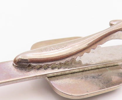 925 Sterling Silver  Vintage Shiny Black Enamel Dancer Tie Clip  TR3263