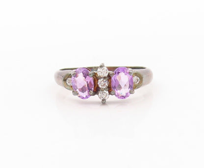 925 Sterling Silver Vintage Ring Amethyst & Topaz Butterfly  Sz 7.5  RG30215