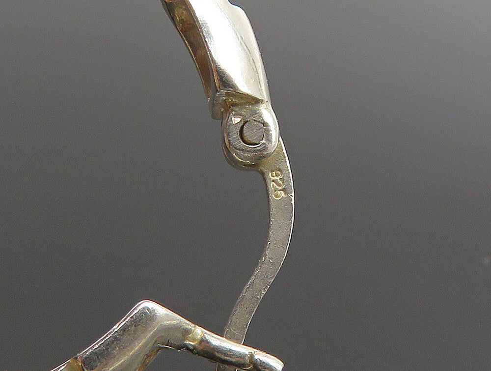 925 Sterling Silver  Vintage T Pattern Cut Out Hoop Earrings  EG11577