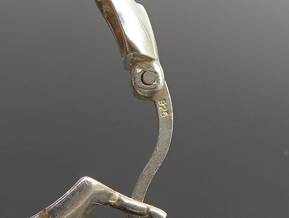 925 Sterling Silver  Vintage T Pattern Cut Out Hoop Earrings  EG11577