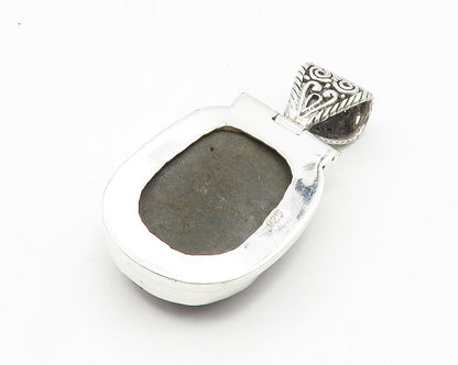 925 Sterling Silver  Druzy Stone Shiny Hinge Swirl Bail Pendant  PT8004