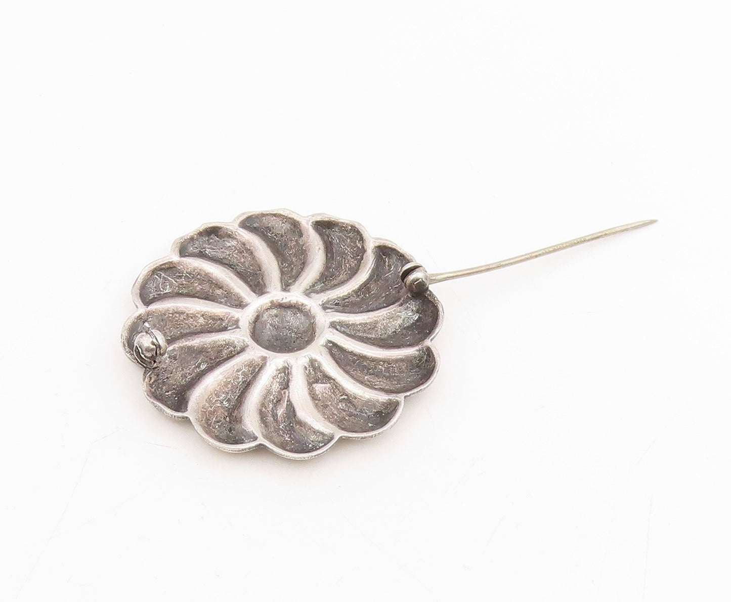 925 Sterling Silver Vintage Brooch Pin Classic Curving Botanical Flower  BP12241