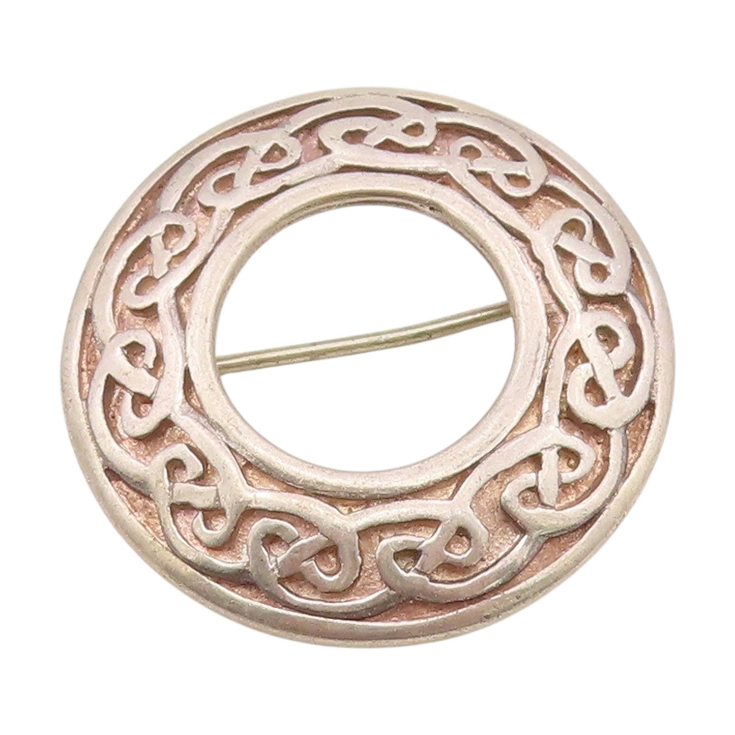 925 Sterling Silver Vintage Brooch Geometric Round Celtic Knot Design  BP12107