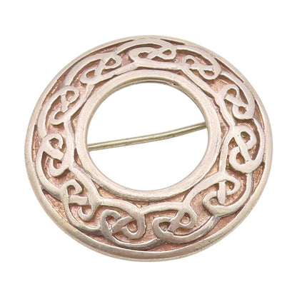 925 Sterling Silver Vintage Brooch Geometric Round Celtic Knot Design  BP12107