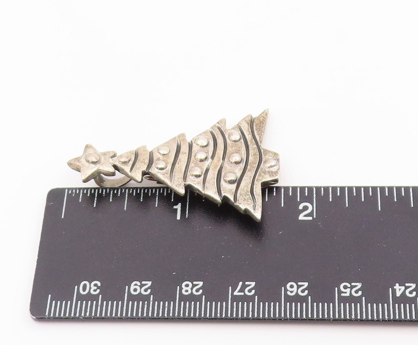 925 Sterling Silver Vintage Brooch Pin Modernist Christmas Tree Figurine BP12496