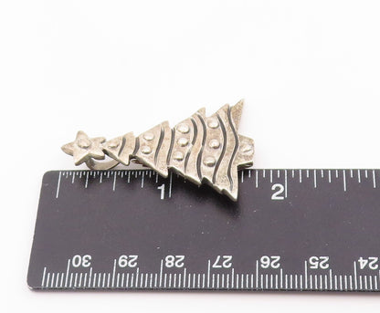 925 Sterling Silver Vintage Brooch Pin Modernist Christmas Tree Figurine BP12496