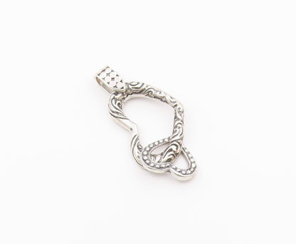 925 Sterling Silver  Vintage Shiny Swirl Open Love Hearts Pendant  PT15664