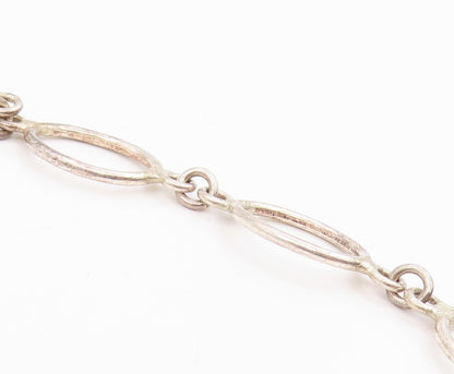 925 Sterling Silver Vintage Necklace Modernist Hollow Oval Link Chain  NE4746