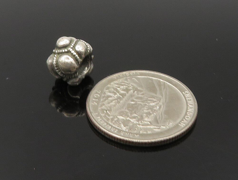 PANDORA 925 Sterling Silver  Vintage Shiny Pattern Bead Charm Pendant  PT19984