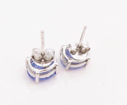 925 Sterling Silver Vintage Earrings Minimalist Oval Cut Tanzanite Studs EG13824
