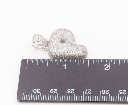 925 Sterling Silver  Vintage Cubic Zirconia Letter P Initial Pendant  PT18064