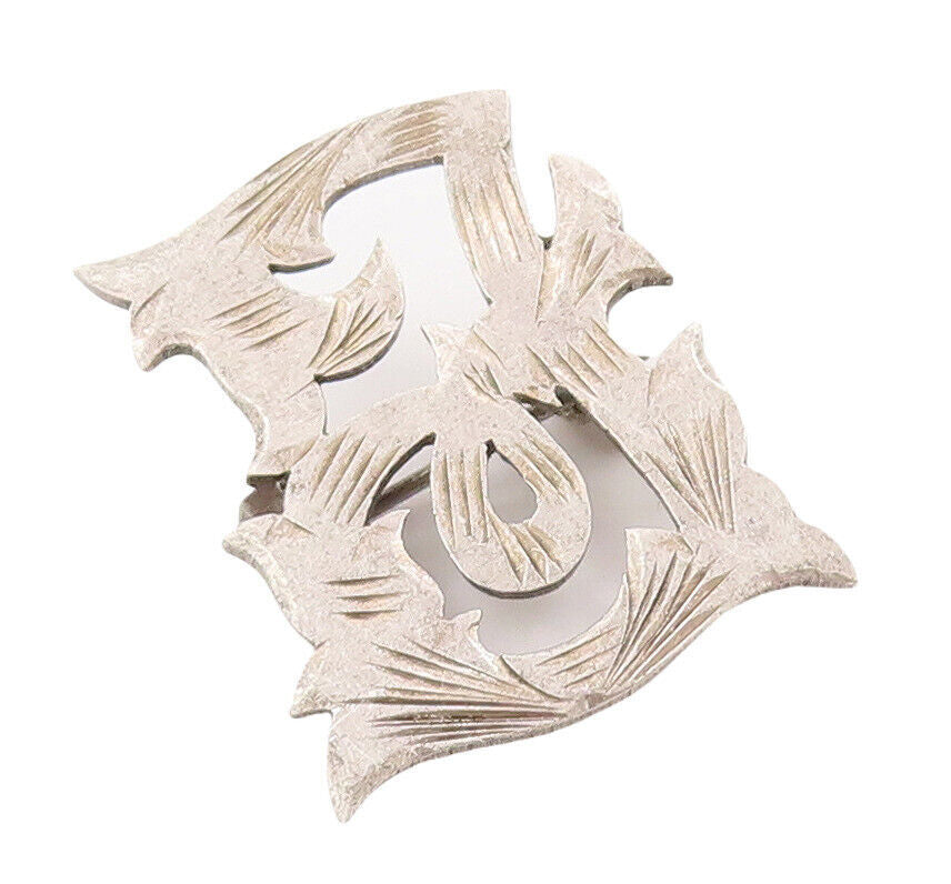 925 Sterling Silver Vintage Brooch Pin Minimalist Swirly Grooved  BP10889