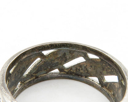 UNCAS 925 Sterling Silver  Vintage Slanted Floral Band Ring Sz 6  RG13589