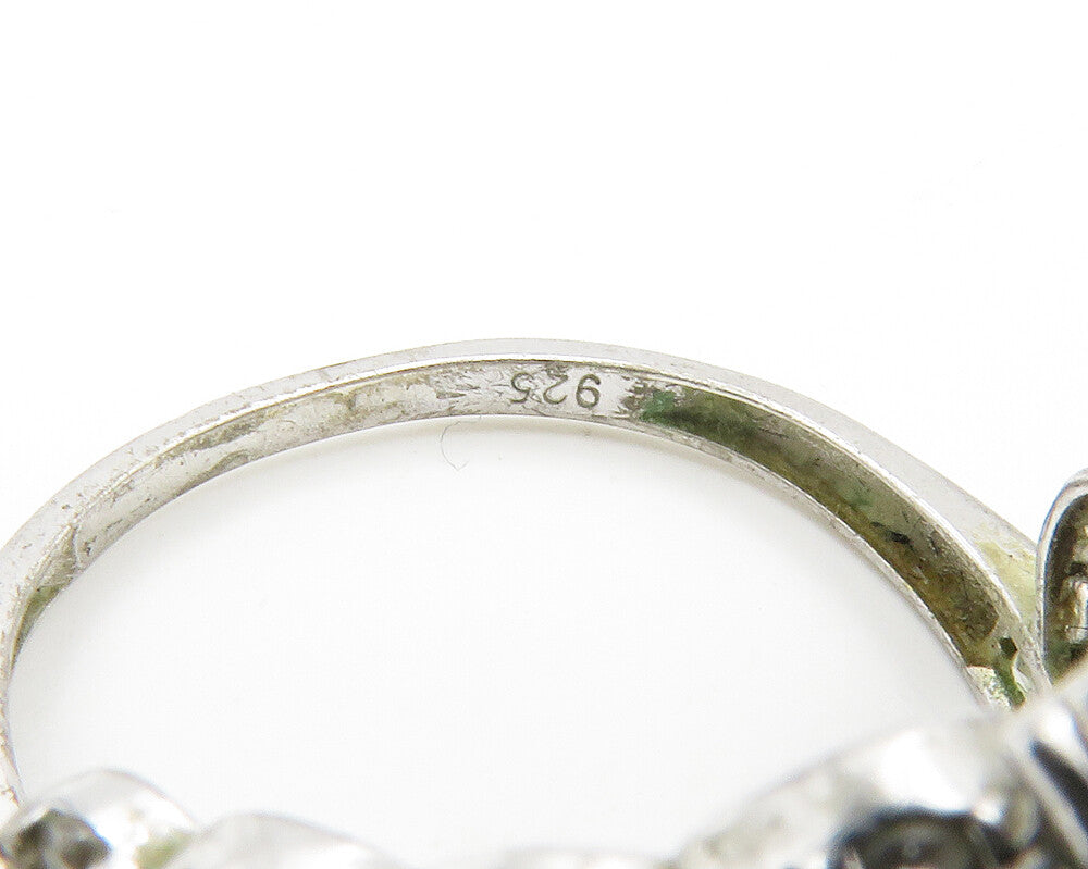 925 Sterling Silver  Vintage Topaz Royal Mom Crown Band Ring Sz 8  RG14638