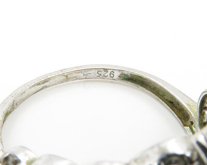 925 Sterling Silver  Vintage Topaz Royal Mom Crown Band Ring Sz 8  RG14638