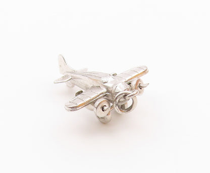 925 Sterling Silver  Vintage Aviation Airplane Aircraft Pendant  PT21221