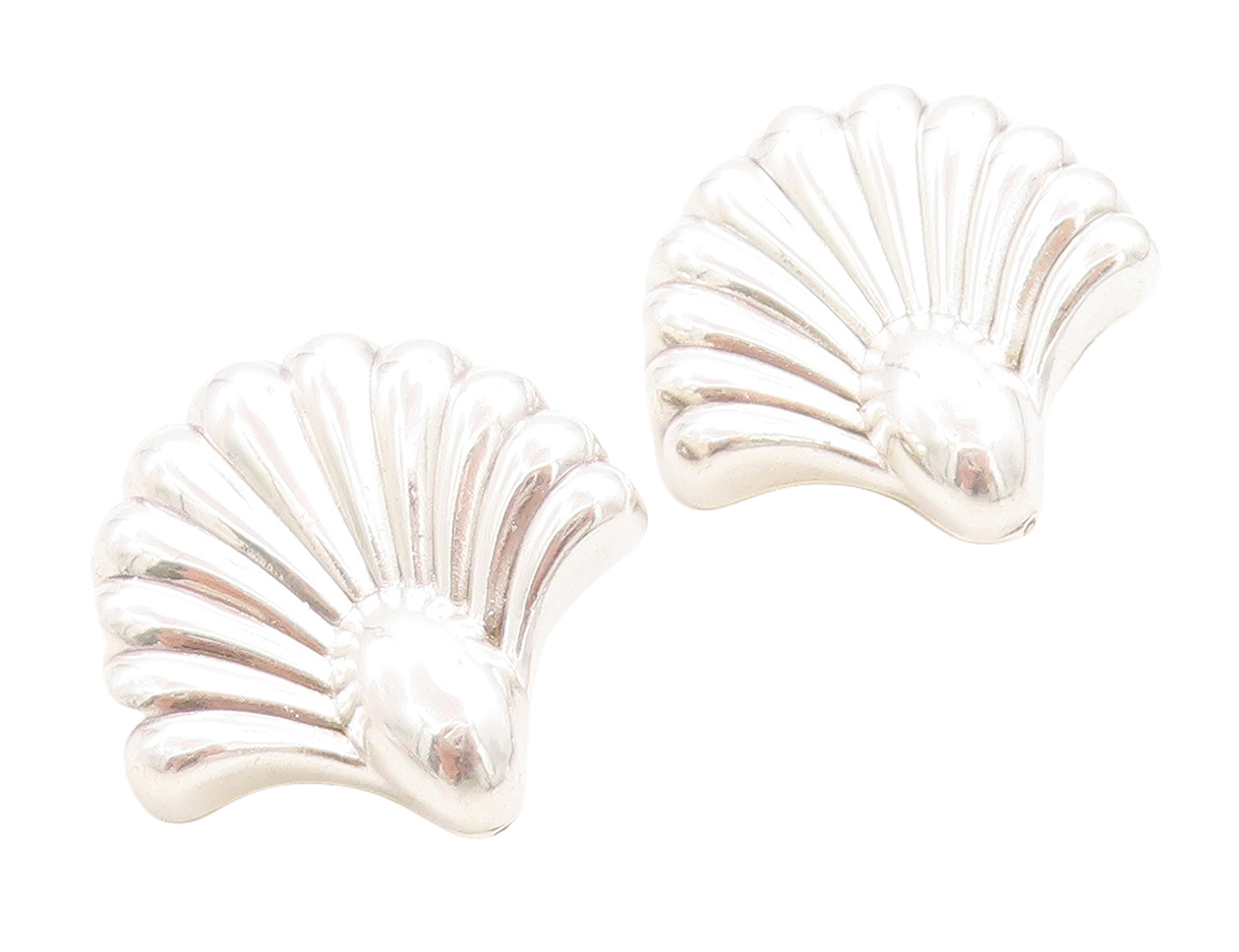 925 Sterling Silver Vintage Earrings Puffed Swirly Flower Carved  EG13308