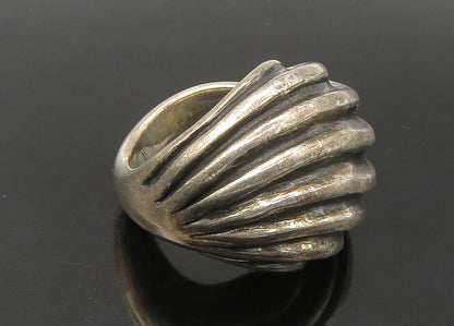 925 Sterling Silver  Vintage Dark Tone Fluted Dome Band Ring Sz 6  RG22327
