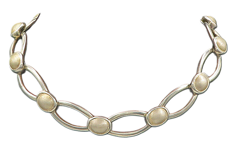 925 Sterling Silver  Vintage Shiny Matte Dome Oval Link Chain Necklace  NE2938