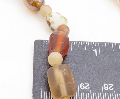 925 Silver  Vintage Tiger's Eye Agate & Carnelian Beaded Necklace  NE1886
