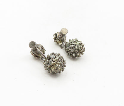 925 Sterling Silver  Vintage Antique Floral Sphere Non Pierce Earrings  EG4735