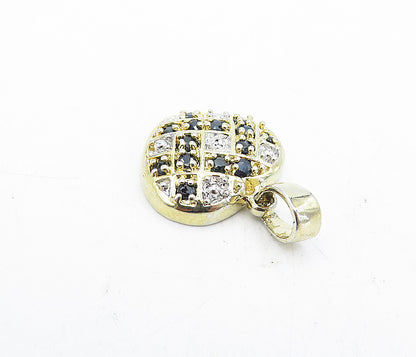 925 Sterling Silver  Shiny Sapphire Two Tone Love Heart Drop Pendant  PT3576