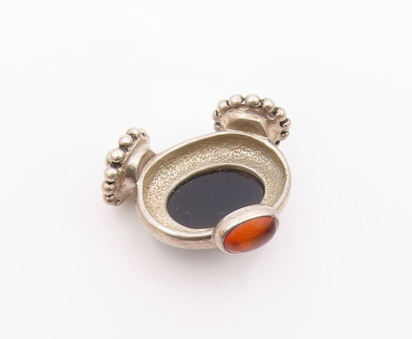 ESPO SIG 925 Sterling Silver  Vintage Cabochon Cut Black Onyx Pendant  PT17049