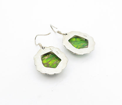 925 Sterling Silver  Vintage Dyed Sea Sediment Jasper Dangle Earrings  EG3613