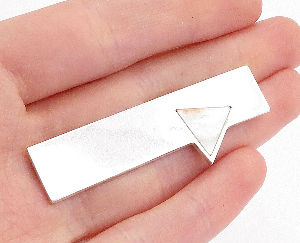 M&J SAVITT 925 Silver  Vintage Inlaid Mother Of Pearl Shiny Brooch Pin  BP1704