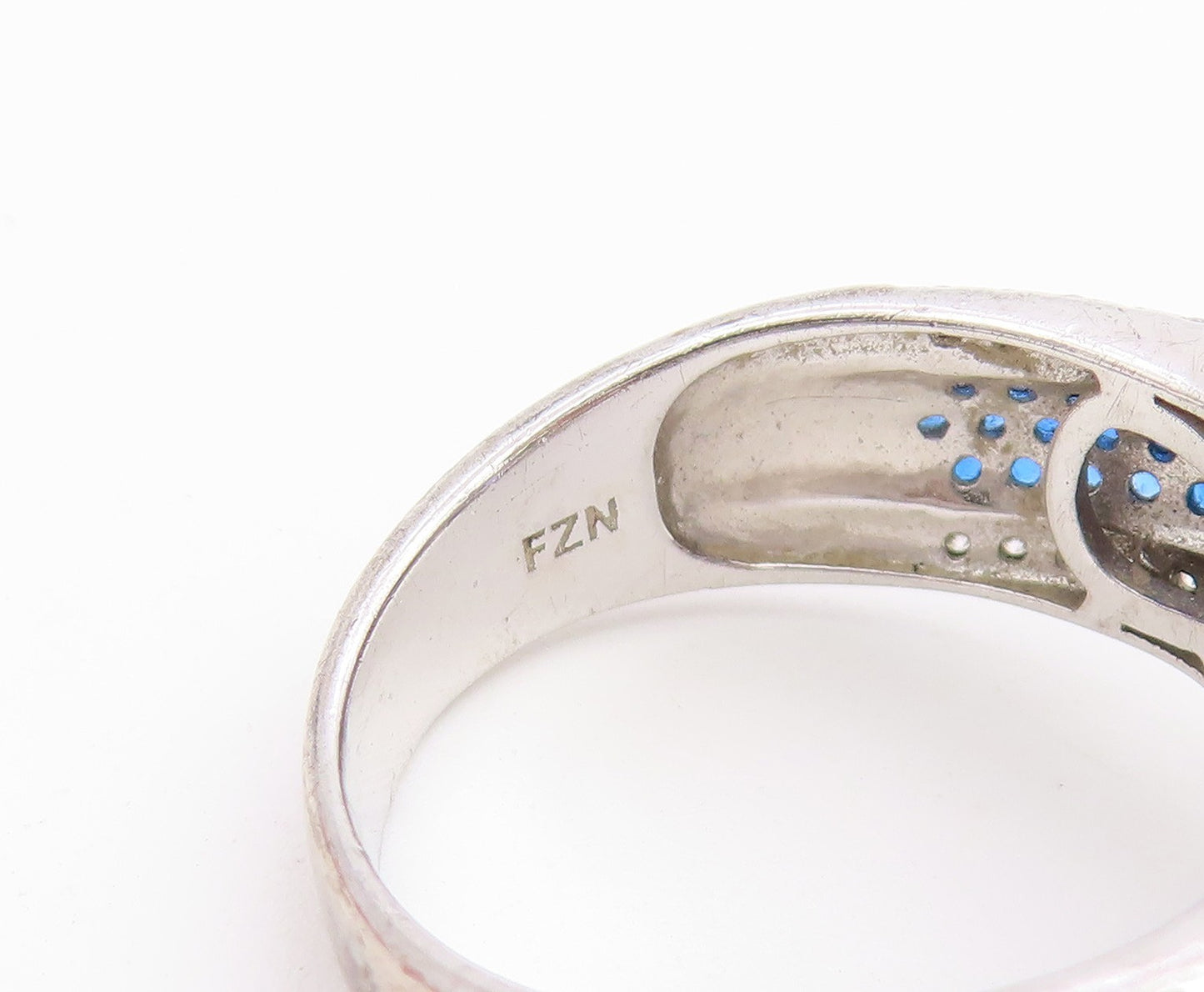 925 Sterling Silver Vintage Ring Tanzanite & Topaz Statement Band  Sz 7  RG36750