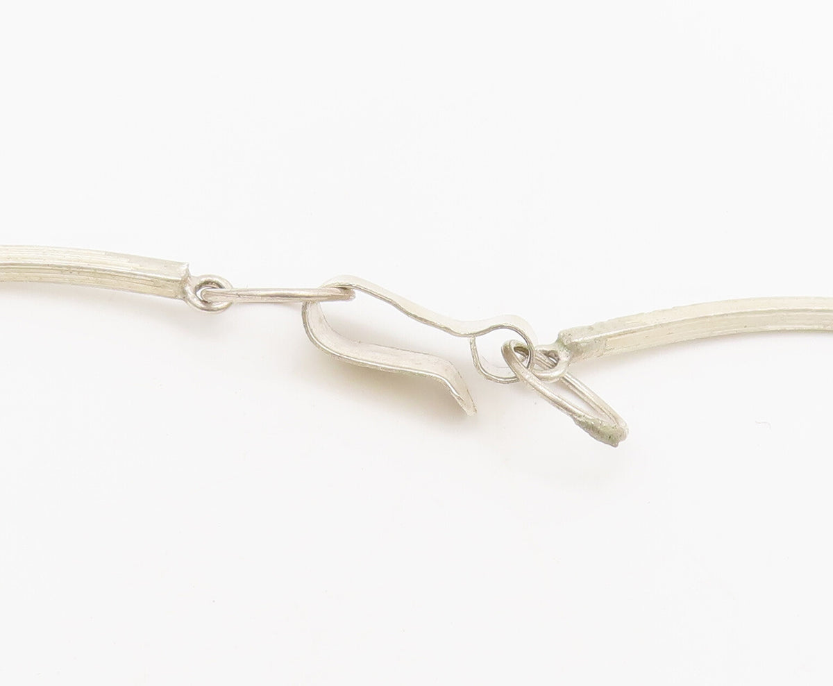 925 Sterling Silver  Vintage Dangling Charm Solid Beaded Necklace  NE4080