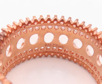 925 Sterling Silver Vintage Ring Rose Gold Plated Morganite & CZ  Sz 7  RG30431