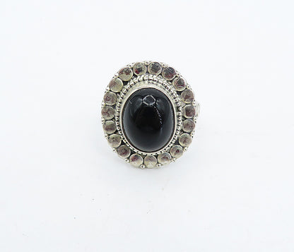 925 Sterling Silver  Vintage Cabochon Black Onyx Cocktail Ring Sz 5.5  RG4524