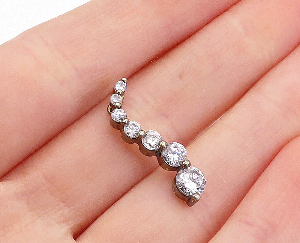 925 Sterling Silver  Vintage Sparkling Graduated Cubic Zirconia Pendant PT2995