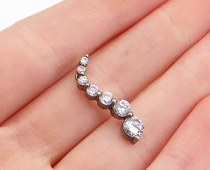925 Sterling Silver  Vintage Sparkling Graduated Cubic Zirconia Pendant PT2995
