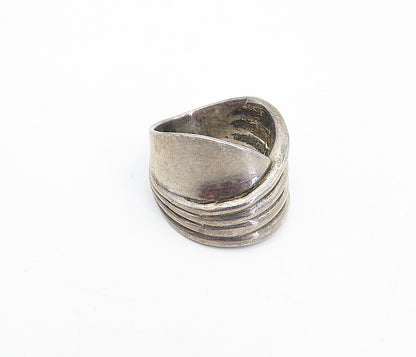 925 Sterling Silver  Vintage Dark Tone Fluted Detail Band Ring Sz 7  RG3962