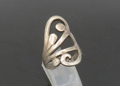 925 Sterling Silver  Vintage Dark Tone Open Swirl Band Ring Sz 8.5  RG21560